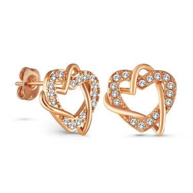 Hearts with Austrian Crystals Earrings - Stud Earrings - Earrings for Women - Women Earrings Earrings Brother & Sisters